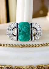 Kenneth Jay Lane Rhodium Plated Baguette Crystals Art Deco Pin