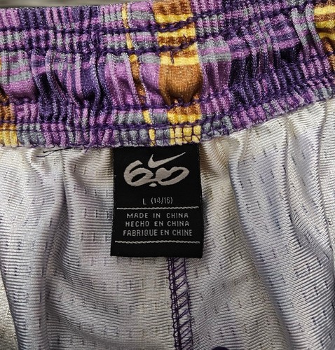 Nike 6.0 Youth Large 14/16 Purple Yellow Mesh Athletic Basketball Shorts 9" - Picture 2 of 2