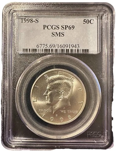 1998 S Silver Kennedy Half Dollar $0.50 PCGS SP69 SMS ~ Gorgeous!