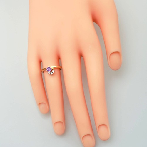 14K Solid Yellow Gold Amethyst Diamond Ring, Natural 0.25 Ct Amethyst, Size 6.25 - Picture 8 of 12