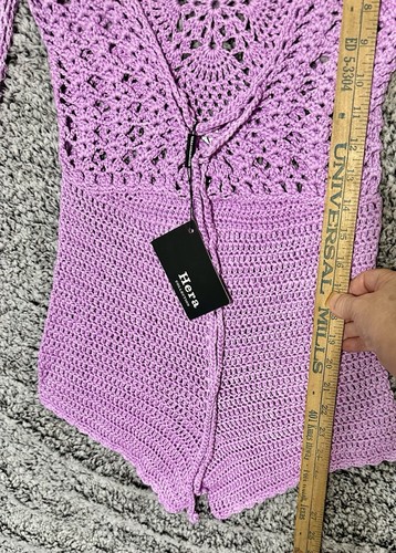 Hera Boho Beach Long Sleeve Crochet Romper Swimsuit Cover Up Womens Size M/L - Picture 11 of 15