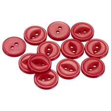 12pcs Dark Red Round Sewing Buttons 12.5mm Resin 2-Hole Fish Eye Craft Button