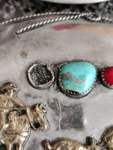 2 VTG Signed Baboquivari Turqoise Coral Silver Buckles Ahumada & Sons Read - Picture 3 of 7