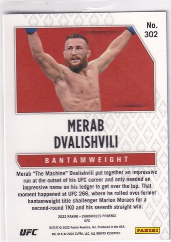 Panini 2022 Chronicles Phoenix UFC No. 302 Merab Dvalishvili - Imagen 2 de 2