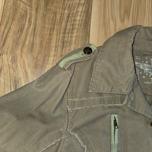 Rock & Roll Cowgirl Embellished Jacket Womens Khaki Size L Military Style Guitar - Picture 8 of 13