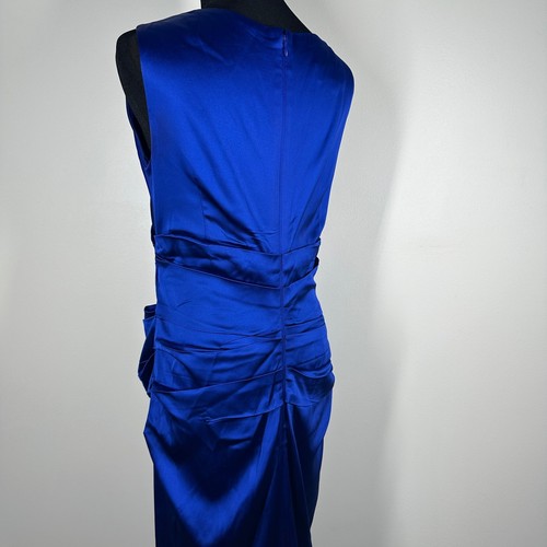 Talbot Runhof Womens Drape Evening Dress Back Slit Royal Blue Size 12/42 - Imagen 8 de 13