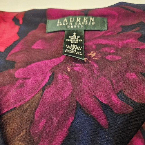 Ralph Lauren Ruched Red Purple Jersey Social Dress Size 2 Retail $134 - Picture 3 of 9