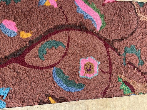 Antique Hooked Rug Tree Of Life Folk Art 1930s Decor Vibrant Outsider Art - Picture 21 of 23