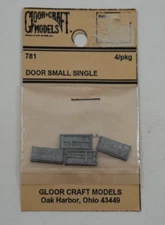 NOS Gloor Craft Models (4) SMALL SINGLE DOOR N Scale Accessories - 781
