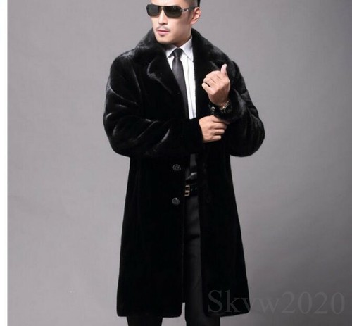 M-6XL Mens Mink Fur Furry Long Coat Overcoat Thicken Parka Winter Warm Jacket - Picture 10 of 14