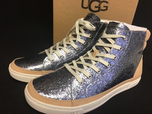 UGG Australia GUNMETAL GRADIE GLITTER LEATHER SNEAKER ANKLE BOOTS sizes 1090042 - Picture 6 of 12