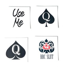 Queen Of Spades 3D Black BBC Hotwife Swinger Temporary 40 Tattoo Pack QOS BRAND