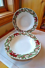American Atelier Santa Christmas Rim Soup Salad Pasta Bowls 8-3/4" Set of 4