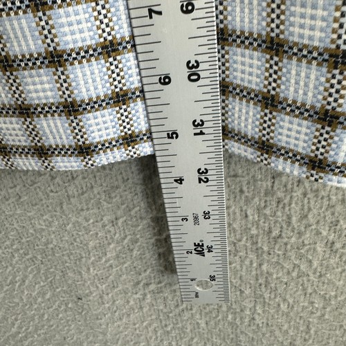 XMI Umbria Hemd Herren 15 1/2 34/35 blau braun kariert Knopfleiste Langarm Baumwolle - Bild 8 von 12