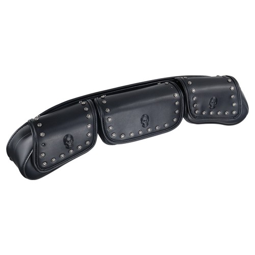 3 Pocket Windshield Bags Skull Tri Pouch For Harley Touring Electra Street Glide - Picture 5 of 8