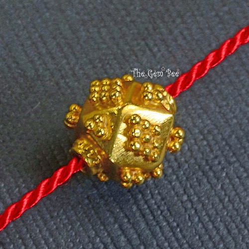 18k Solid Yellow Gold 8mm Fancy Granulation Spacer Finding Bead (1) - Picture 3 of 10
