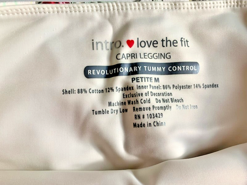 FUN INTRO LOVE THE FIT CAPRI LEGGINGS PETITE M FLOWERS LEAVES RINGS @ LEG OPNING - Picture 3 of 4