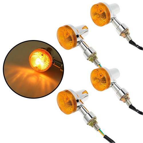 4pcs Universal Motorcycle Turn Signals Amber For Honda Kawasaki Vulcan 750 800