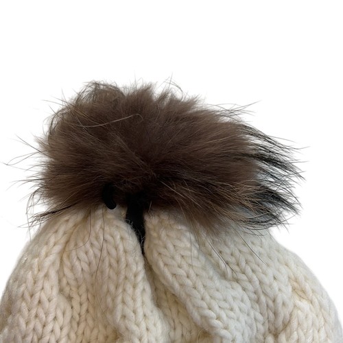 SALE! ECHO Ivory Cable Knit “Asiatic” Raccoon Pom-Pom Beanie, NWT!! - Picture 3 of 4