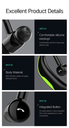 Bluetooth Headset Earpiece Wireless Earphone Lightweight Earbud Volume Control - Picture 12 of 15