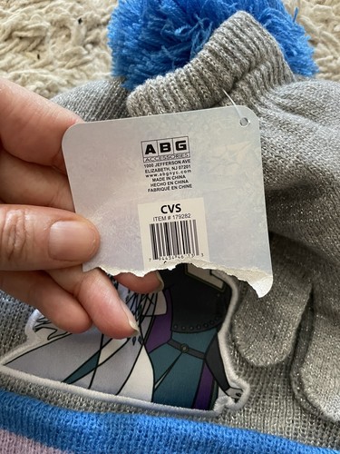 DISNEY Frozen gray blue winter kids hat glove gloves set Elsa Anna NWT - Picture 4 of 6
