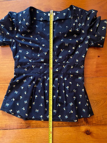 Odille Blouse Size 2 Lemons Navy Puff Sleeve  Anthropologie Shirt Sweetheart - Picture 9 of 9