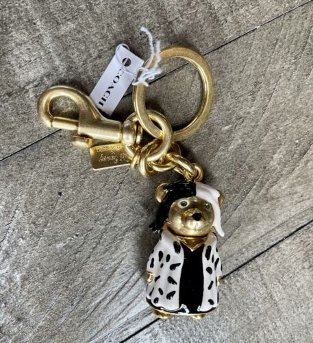 New! Coach x Disney Villains Cruella Metal Bear Bag Charm Keychain Gold CC343 - Picture 2 of 4