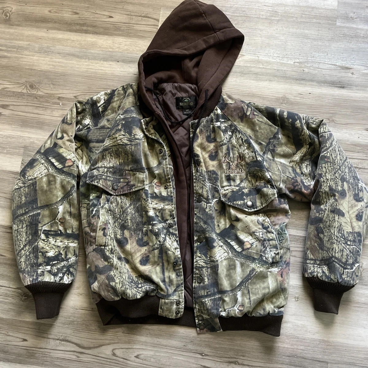 RedHead Mens Small Camo Jacket Full Zip Hooded Size S Silent Hide Hunting |  eBay