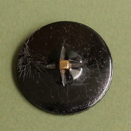 Button Antique - Glass Black - 31 MM - Victorian Fabric Black Glass Button - Picture 4 of 4