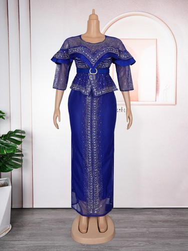 Maxi Vestido de Noche Africano Talla Grande para Mujer Pavo Formal Baile de graduación Vestidos Vestido Árabe - Imagen 9 de 20