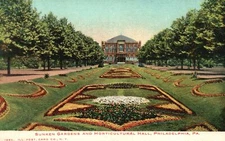 Sunken Gardens and Horticultural Hall Philadelphia Pennsylvania Antique Postcard