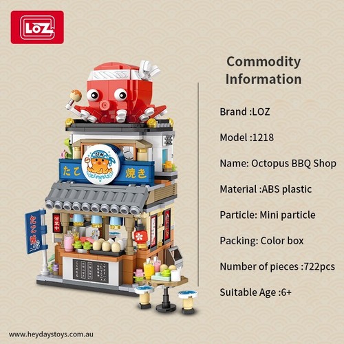LOZ Mini Building Blocks Toys Bricks Set Japanese Takoyaki Shop Cuisine Kid Gift - Picture 3 of 8