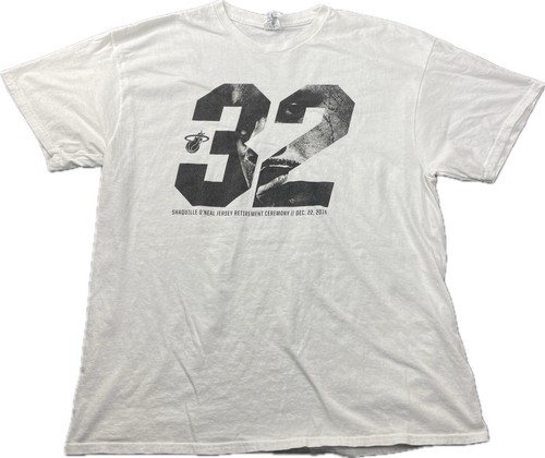 Miami Heat Shaquille O’Neal #32 Jersey Retirement NBA SGA White T Shirt Size XL