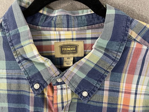 NEW Foundry Shirt Mens 4XL XXXXL Blue Check Plaid Easy Care Dress Button Up - Picture 3 of 11
