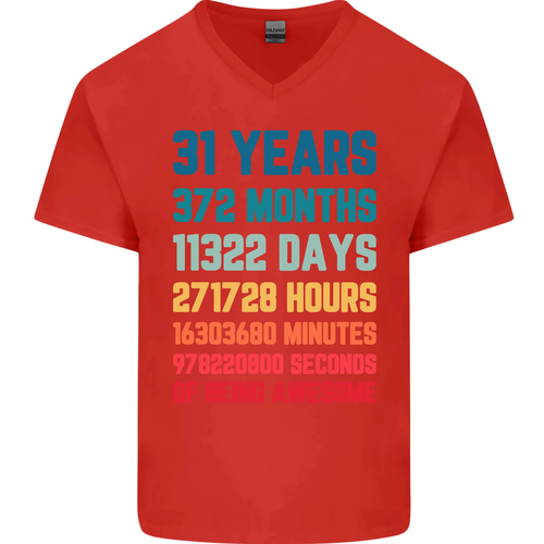 31st Birthday 31 Year Old Mens V-Neck Cotton T-Shirt - Picture 26 of 33