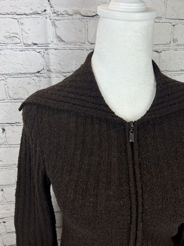 Halogen Women's Brown Wool Full Zip Jacket Size XS Timeless Classic Capsule Chic - Picture 2 of 6