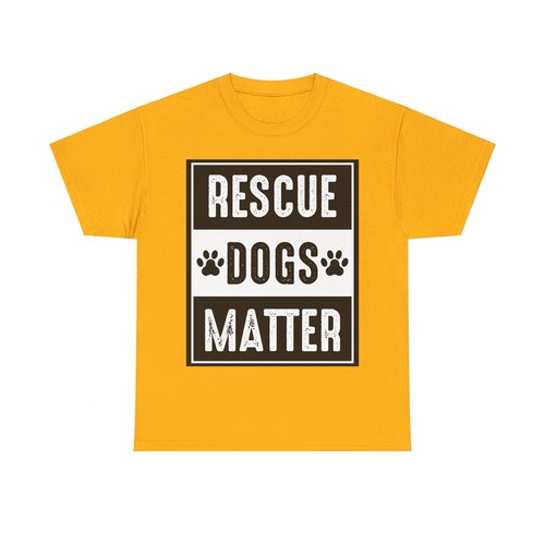 Rescue Dogs Matter Pawprints Dog Love Unisex Heavy Cotton Tee - Picture 22 of 37