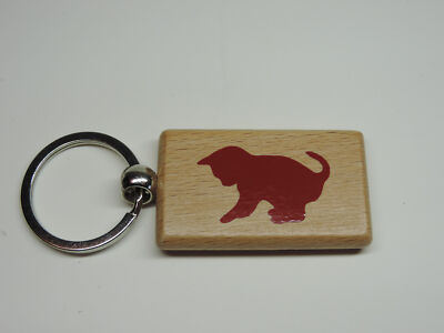 Holz Schlüssel Anhänger klein print ''Baby Katze'' rot Schlüsselband Ring Dekor
