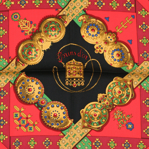 Hermes Scarf BRINS D'OR 90cm Silk Carre Foulard JULIA ABADIE - Picture 2 of 8