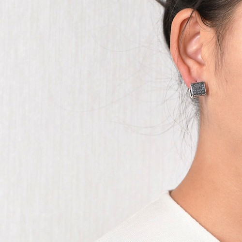 Pendientes de aro cuadrado ancho texturizado de plata esterlina para hombre y mujer A4392 - Imagen 7 de 10