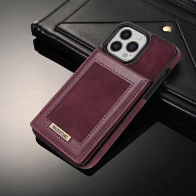 For iPhone 15 14 13 12 11 Pro Max XS XR 8 7 Luxury Leather Stand Card Slot Case