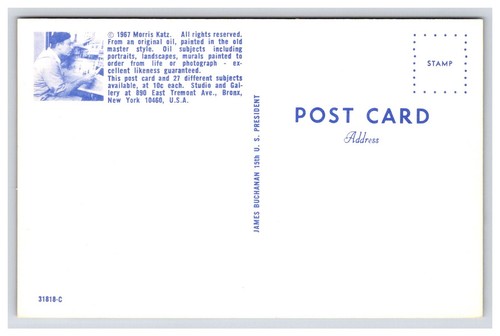 Postkarte: Menschen: 1967 James Buchanan, Präsident, Gemälde von M. Katz - Unveröffentlicht - Bild 2 von 2