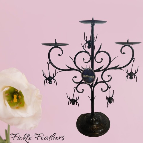 Halloween Gothic Kandelaber Metall 18”H x 16”B Metall 5 Glitzer Spinnen • 3 Kerze - Bild 3 von 24