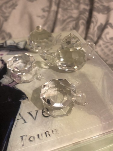 Teekanne Miniatur Kristall Stil Set, 2 Tassen, Teekanne & Kaffeekanne - Bild 3 von 7