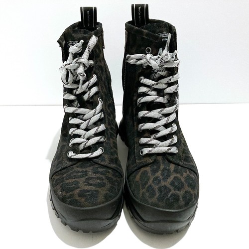 P448 Denise Platform Sneaker Booties Boots Zip & Lace up Leopard Leather 8.5/9 - Picture 3 of 19