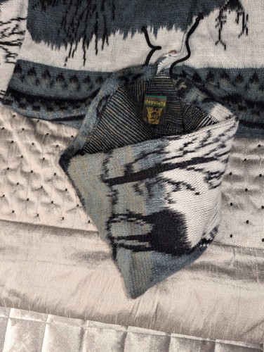 Ruminahui Sweater Mens XL Green Wool Deer Button Up Hooded Cardigan Heavyweight - Picture 6 of 24