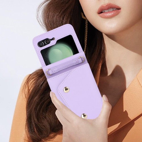 For Samsung Galaxy Flip5 Flip4 3 Wallet Card Holder Crossbody Lanyard Case Cover - Picture 6 of 26