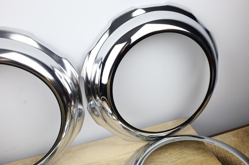 Set of 4 Vintage NOS Automotive Truck Chrome Beauty Hub Cap Trim Rings - Picture 7 of 20