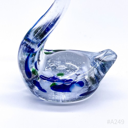 Vintage Figura de Cristal Cisne Portacandelitas Auténtico Hecho Decorativo Azul - Picture 7 of 10