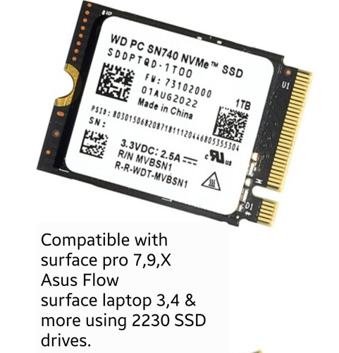 WD PC SN740 2TB M.2 2230 Universal SSD NVMe PCIe4x4, MS Surface Steam Deck, ROG - Picture 2 of 2